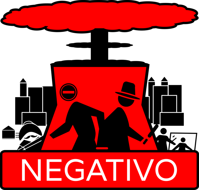 Negativo — a mushroom cloud over Sign City, the player and the farmer walking away